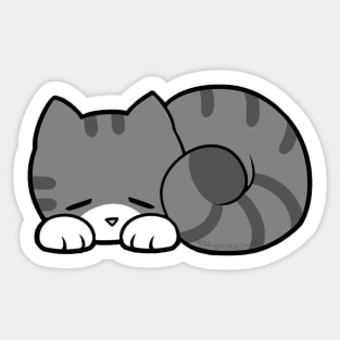 Sleepy Cat - Grey & White Sticker